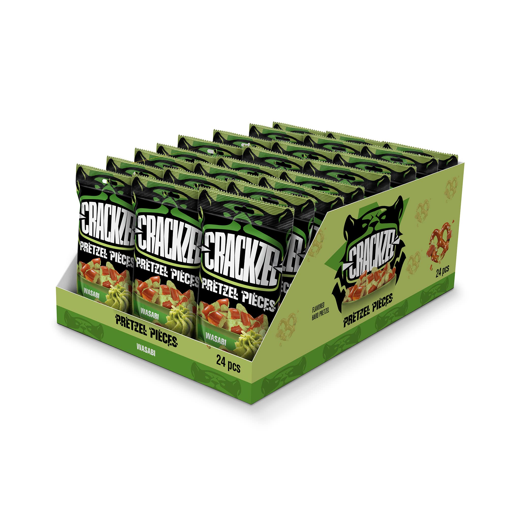 Crackzel Wasabi Pretzel Pieces 24 x 85 gr - Piezas de pretzel con especias de wasabi