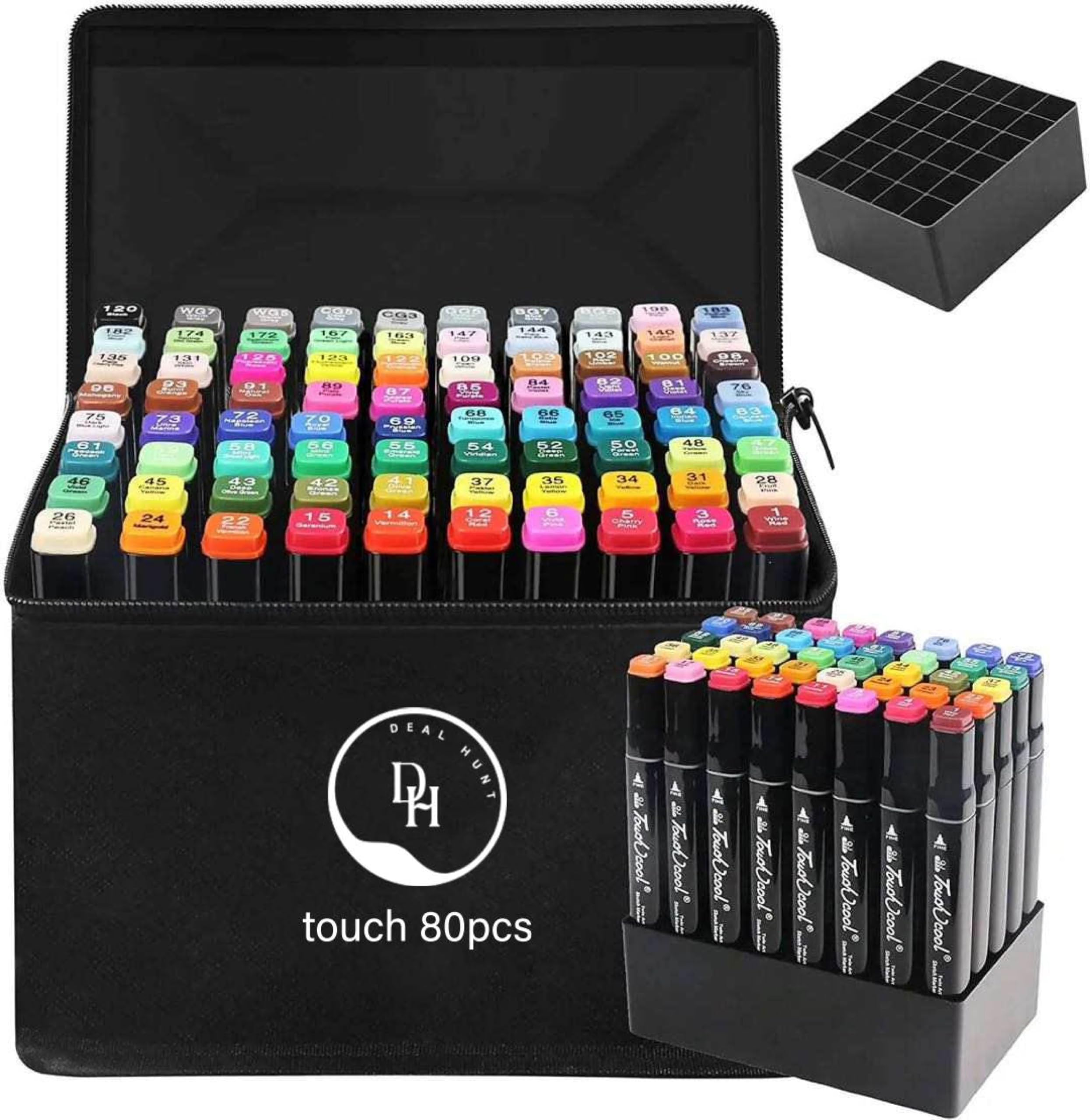 DEAL HUNT 80 Colors Graphic Professional Design Art Twin Tip Marker Pen Series With Base Tray Holder