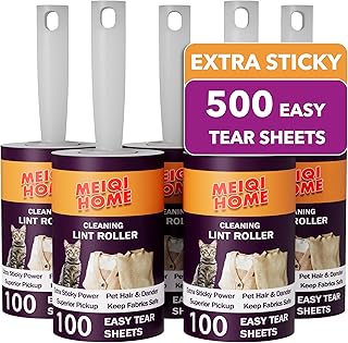 Lint Rollers for Pet Hair Extra Sticky, 500 Sheets Mega Value Set Lint Roller with 5 Upgraded Handles, 5 Rollers Portable Pet Lint Remover for Clothes, Furniture, Carpet, Dog & Cat Hair Removal