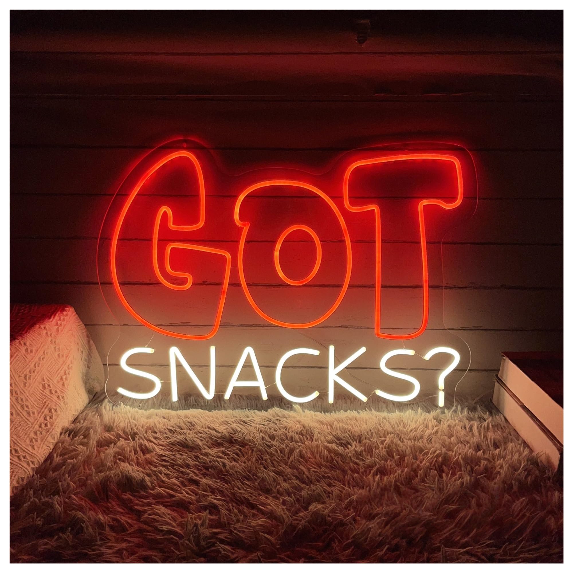 SHOUXI Sign Lamp Got Snacks? Neon Sign, Snack Bar Restaurant Light for Street Fast Food Home Wall Decor 33cmx45cm(B)