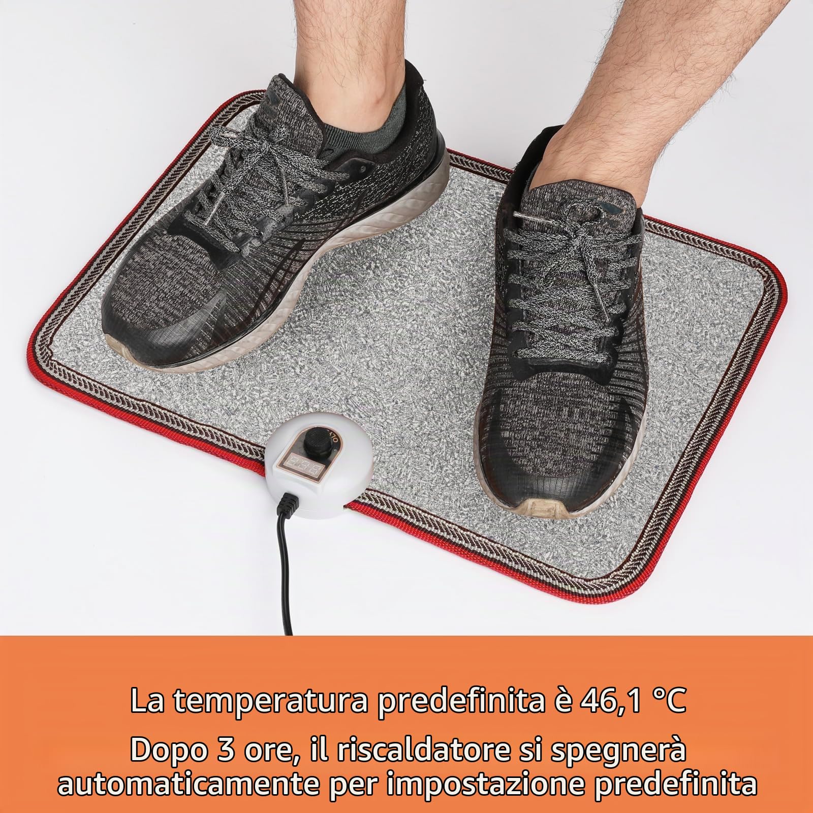 230 V scaldapiedi con termostato – Riscaldamento elettrico a pavimento con spegnimento automatico – evitare piedi freddi per ufficio e casa (motivo pietra)