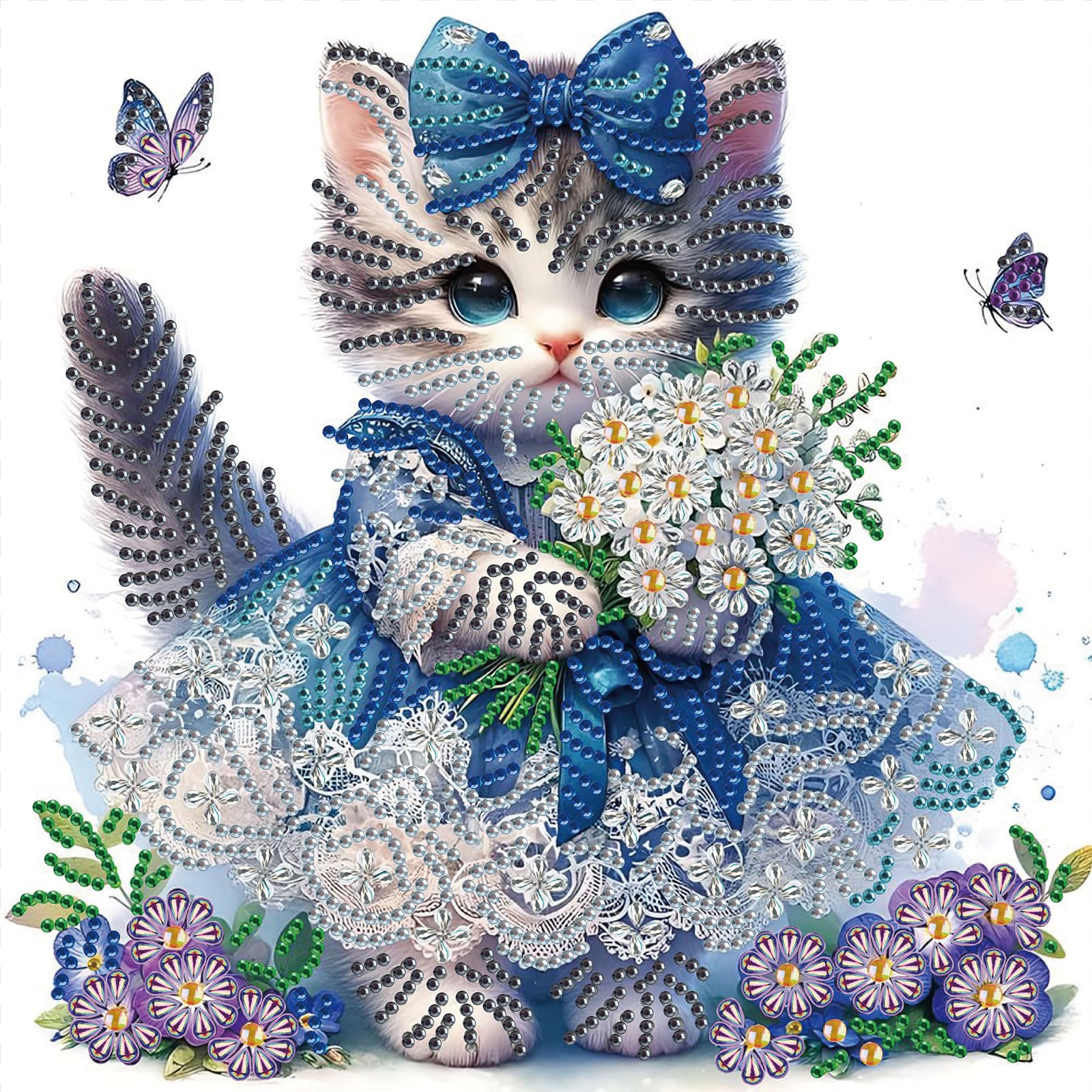 WSLWXSHM 5D Special Shape Diamond Art Kits for Beginners Diamond Painting Kits for Adults Cat Crystal Rhinestones Diamond Painting for Home Wall Decoration Gift 12×12inch/30×30cm