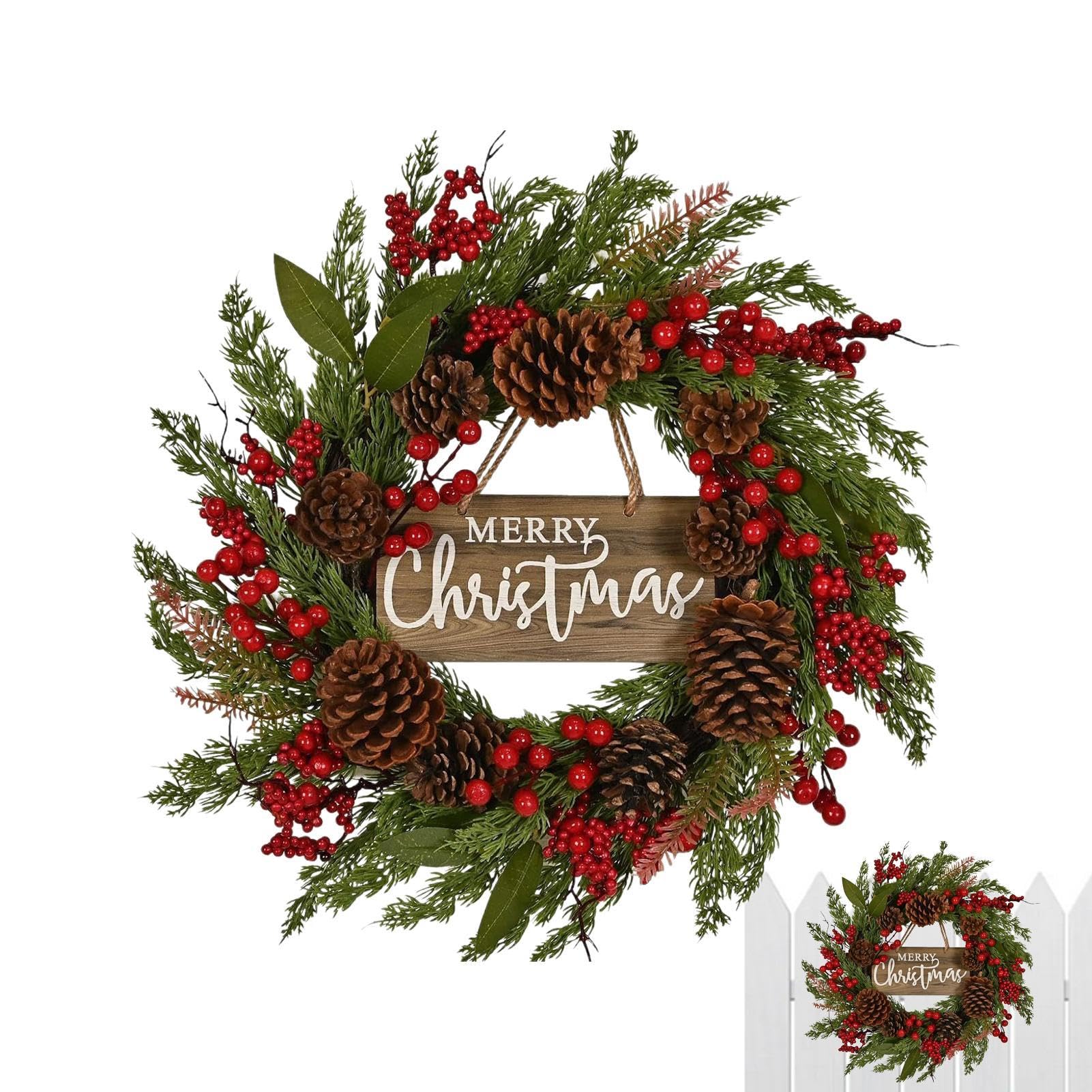 Couronne de Noël pour la Porte d'Entrée Fournitures De Fête Artificielles | Couronne De Noël Pour Porte D'entrée Pour Fête Vacances Anniversaire Bureau Maison Chambre Appartement