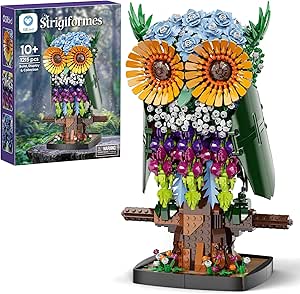Sillbird Flower Owl Building Set for Adults and Teens, Buildable Floral Animal Model Kit for The Home Decor &amp; Office Display, Birthday Gift Toys for Women Girlfriend Kids Age 10+ (1215 Pieces)