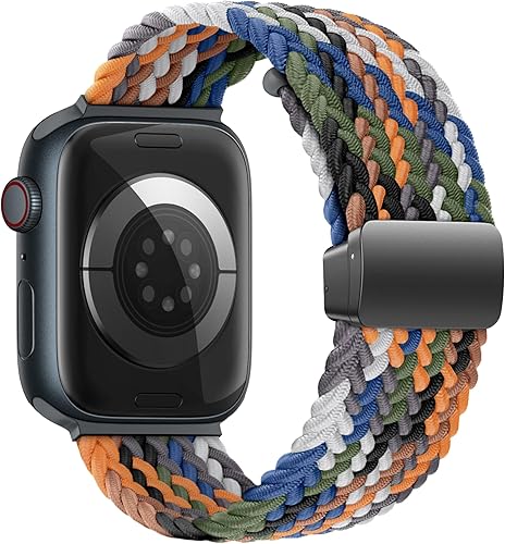 Miniatura 3 de Correa elástica trenzada de nailon magnético para Apple Watch, tela elástica suave compatible con iWatch SE Series 98765432, 1.496 pulgadas, 1.575