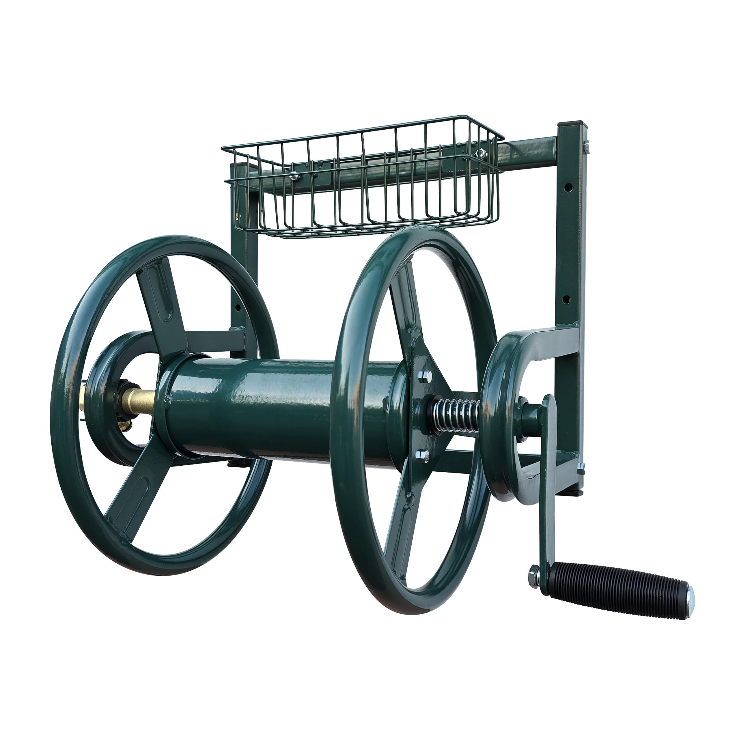 Relaxdays Avvolgitubo in Acciaio Inox, 40 m, da Muro, innesto rapido, Verde, 56x48x42 cm