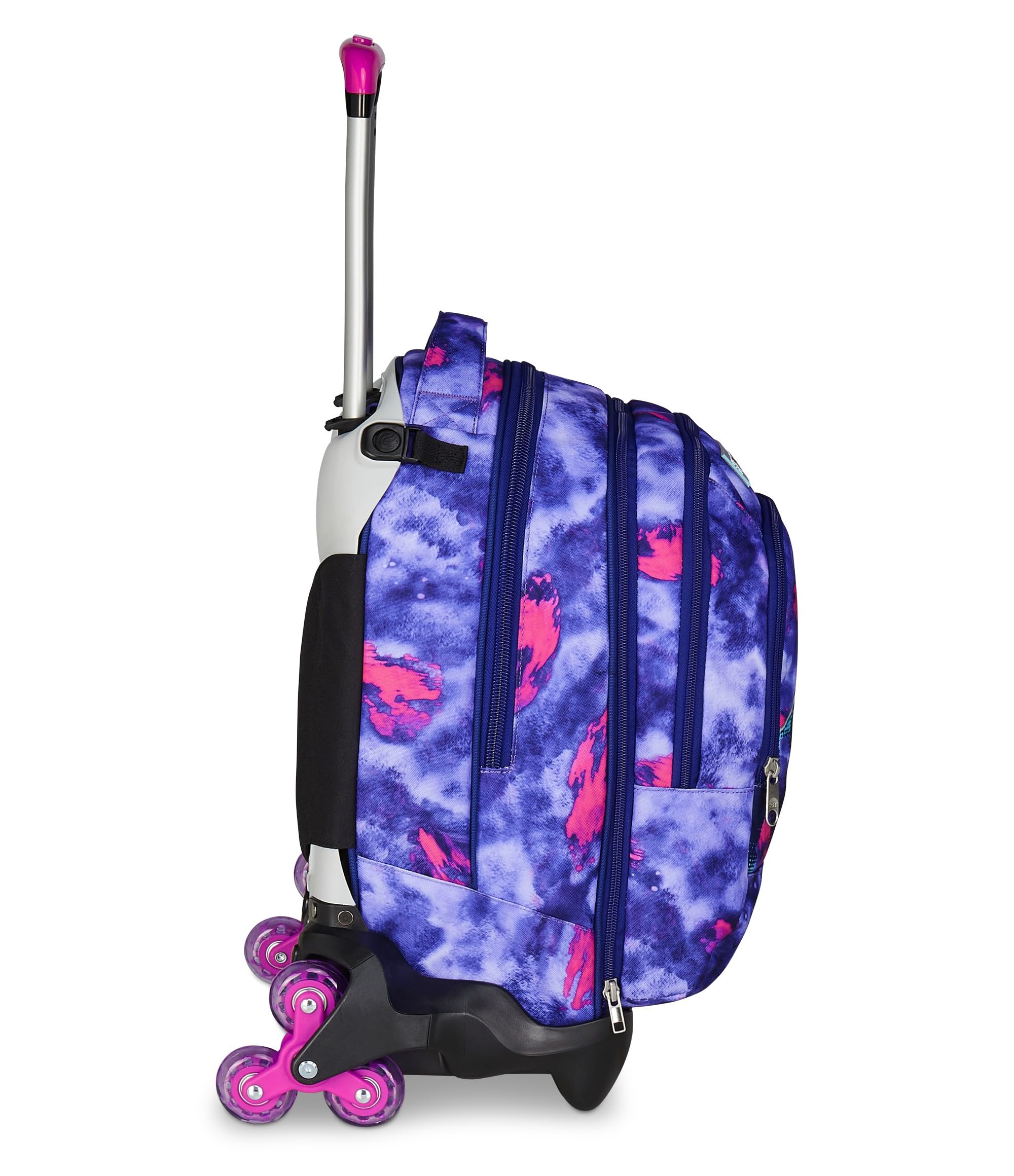 Seven Trolley Scuola Jack 3 Ruote Detach SHADY DYE GIRL, Viola, Zaino Con Carrello Sganciabile Da 37 Litri, Tasca Borraccia, Zainetto Staccabile, Multiuso e Spazioso, Per Elementari e Media, Bambina