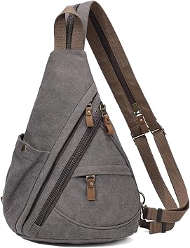 KouLi Buir Canvas Sling Bag - Small Crossbody Backpack Shoulder Casual Daypack Rucksack for Men Women