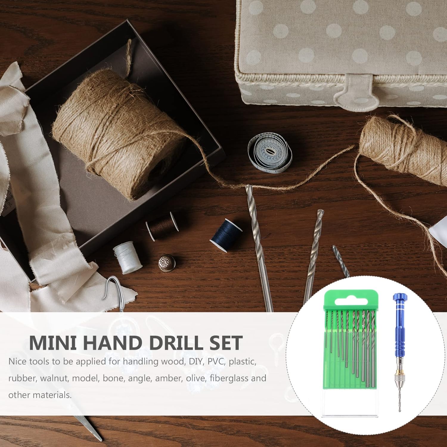 DOITOOL 2sets Hand Drill and Drill Bits Pin Vise for Watch Repair Jewelry Making Projects Manual Drilling Tool for More