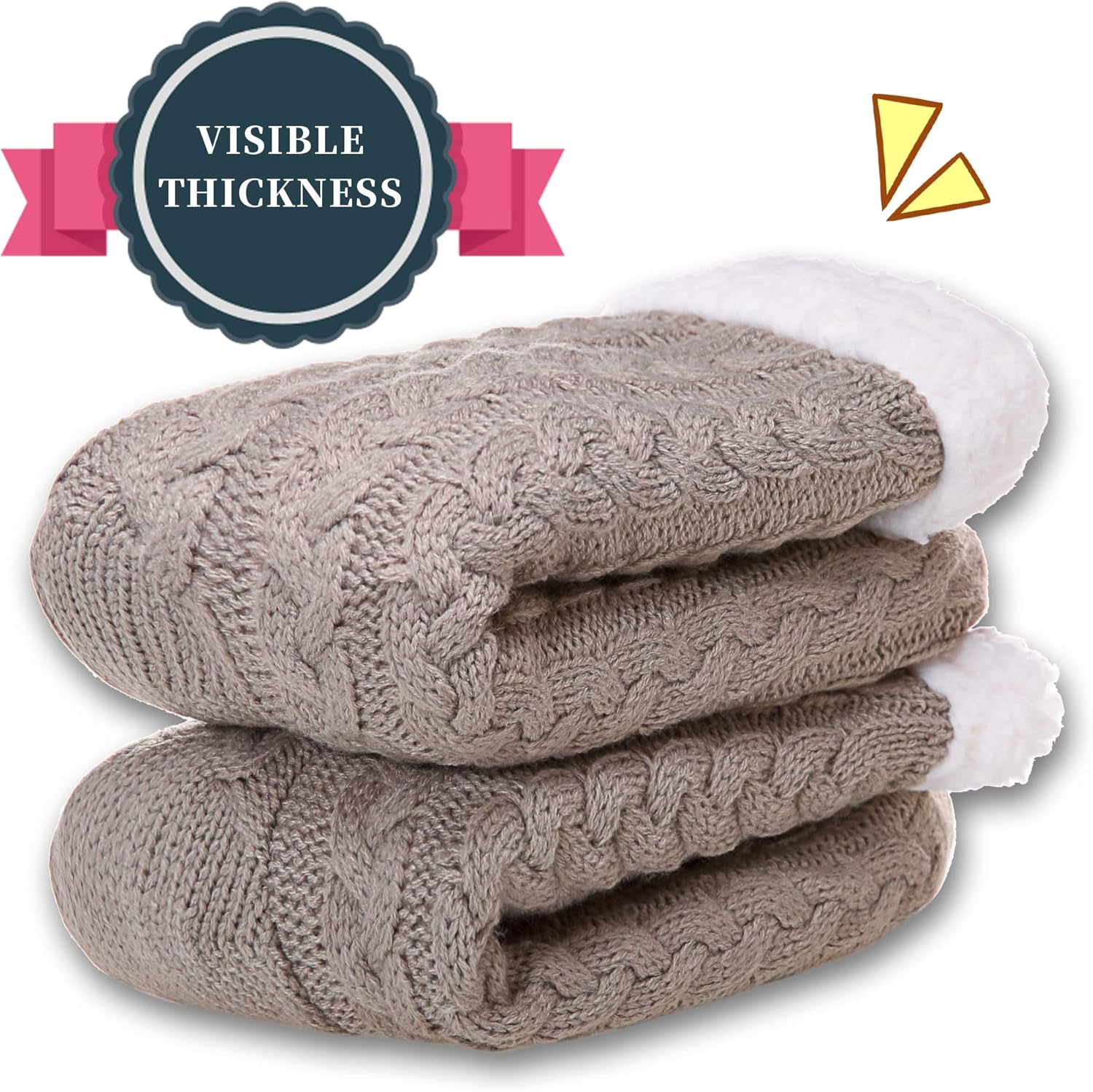 SDBING Women's Winter Super Soft Warm Cozy Fleece Lined Fuzzy Slipper Socks with Grippers - Image 3