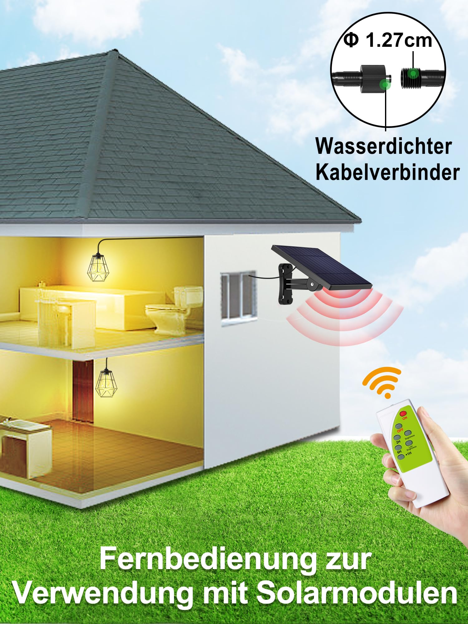 INTELAMP Solar-Hängeleuchten 4000mAh Außenbereich mit Fernbedienung für Garten Terrasse
