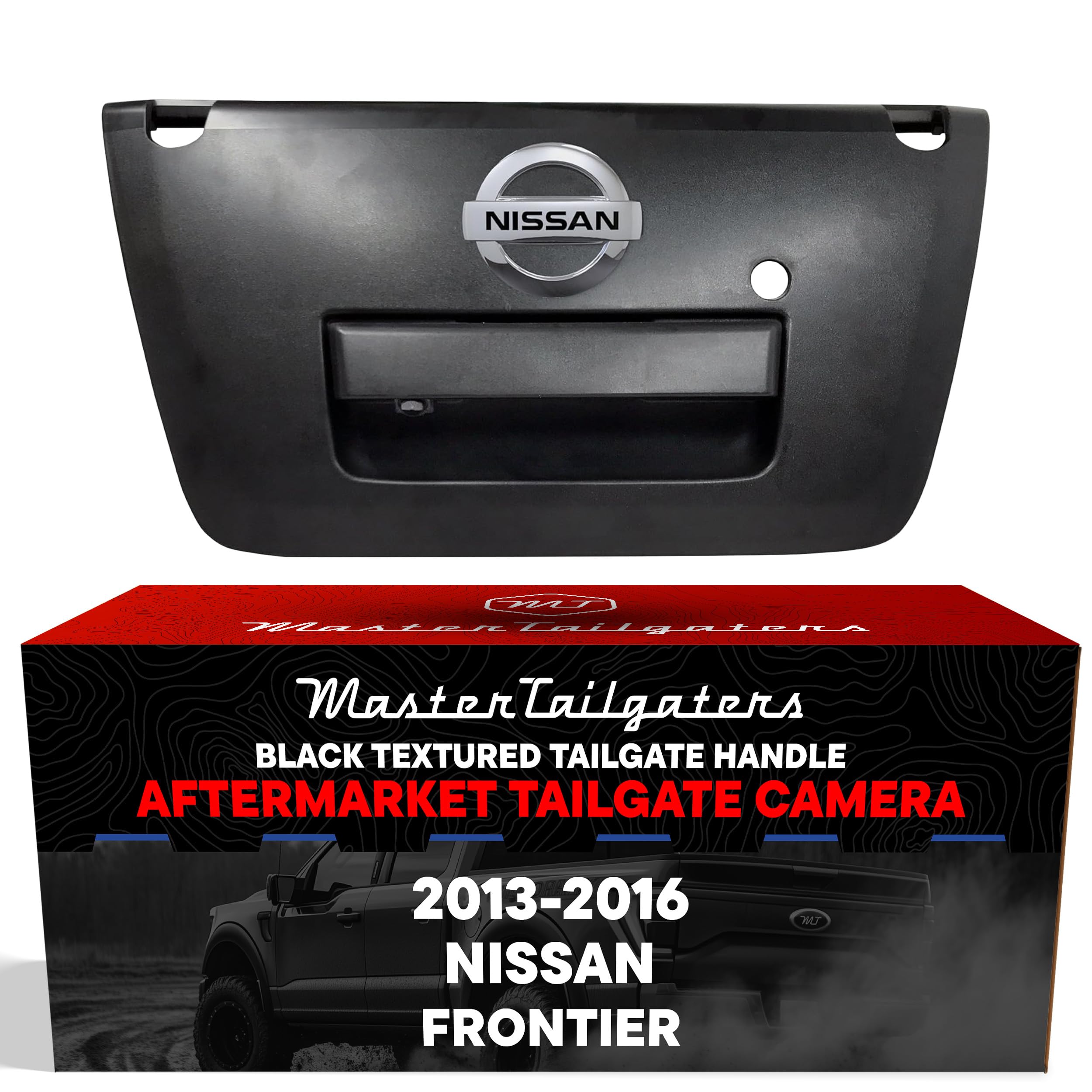 Master Tailgaters Black Tailgate Handle with Backup Camera Replacement for Nissan Frontier (2013-2016) | IP68 Waterproof | Parking Grid Lines Available | Easy to Install
