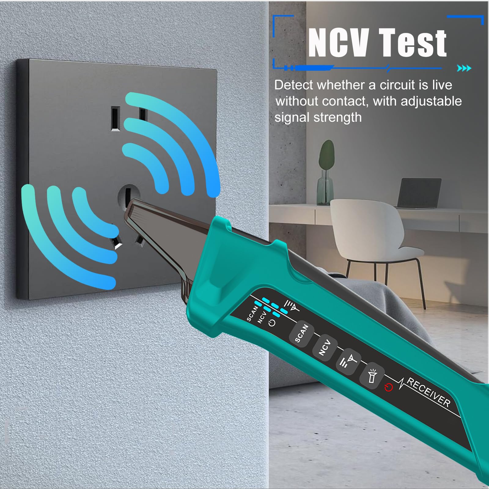 Testeur de prise ET32 - Détecteur de fusibles - Détecteur de disjoncteur avec écran LCD - Testeur de tension sans contact - Testeur de phase NCV - Détecteur de câble/testeur de courant