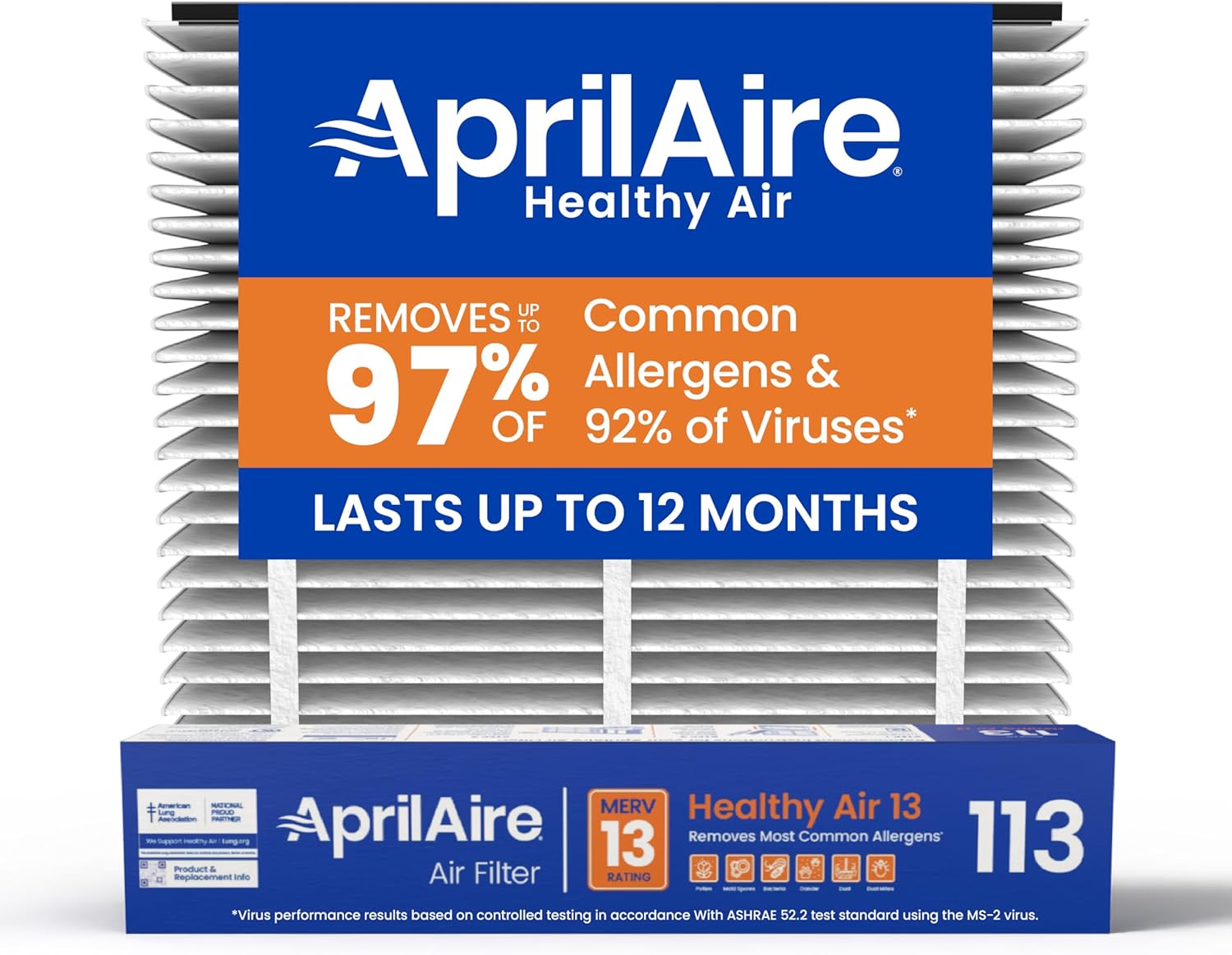 AprilAire 113 Replacement Filter for AprilAire Whole House Air Purifiers - MERV 13, Healthy Home Allergy, 16x20x4 Air Filter (Pack of 1)
