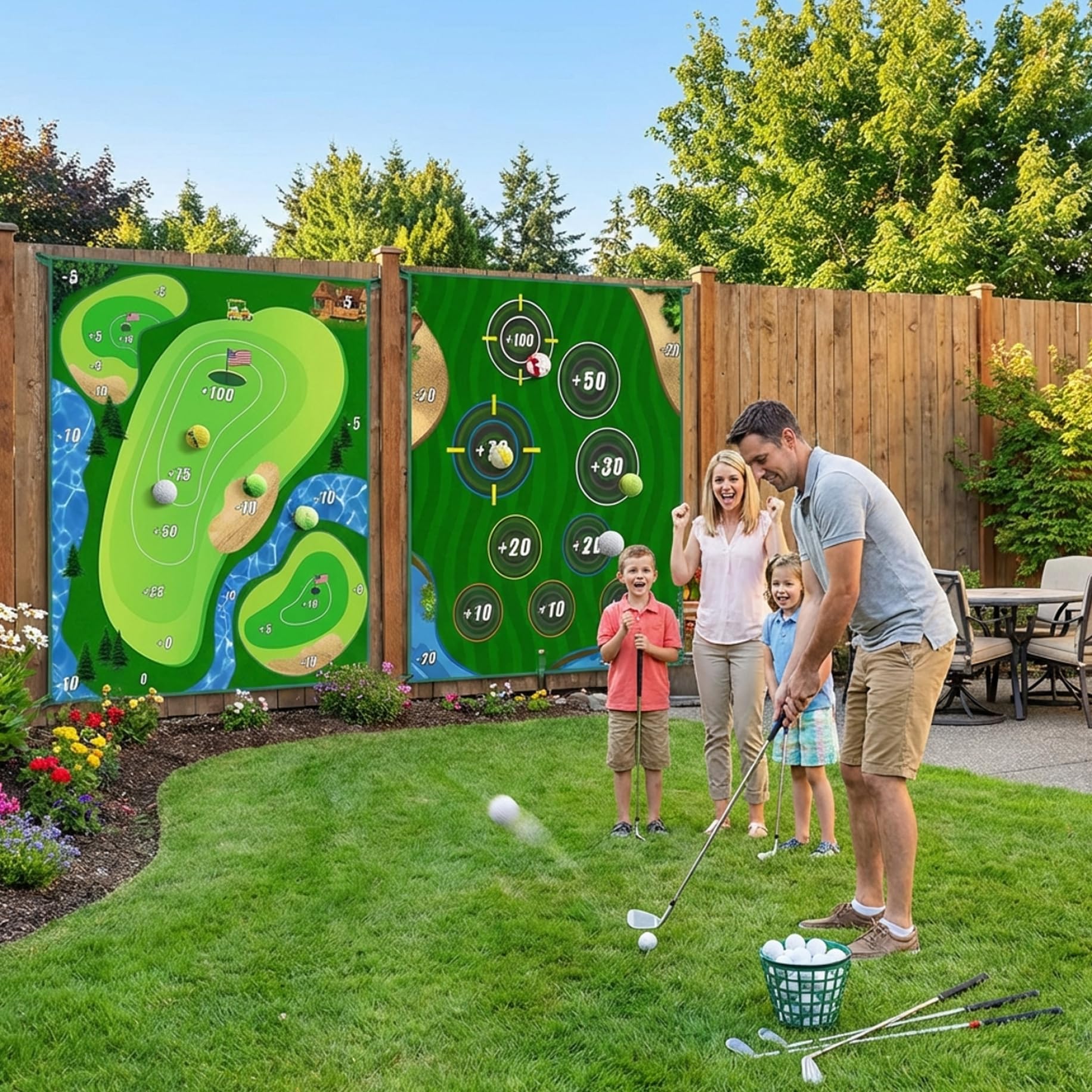Juego de astillado de Golf, tapete de Juego de astillado de Golf de Doble Cara con Bolas Adhesivas, tapete de práctica para Interiores y Exteriores para diversión en la Oficina y el césped del pati