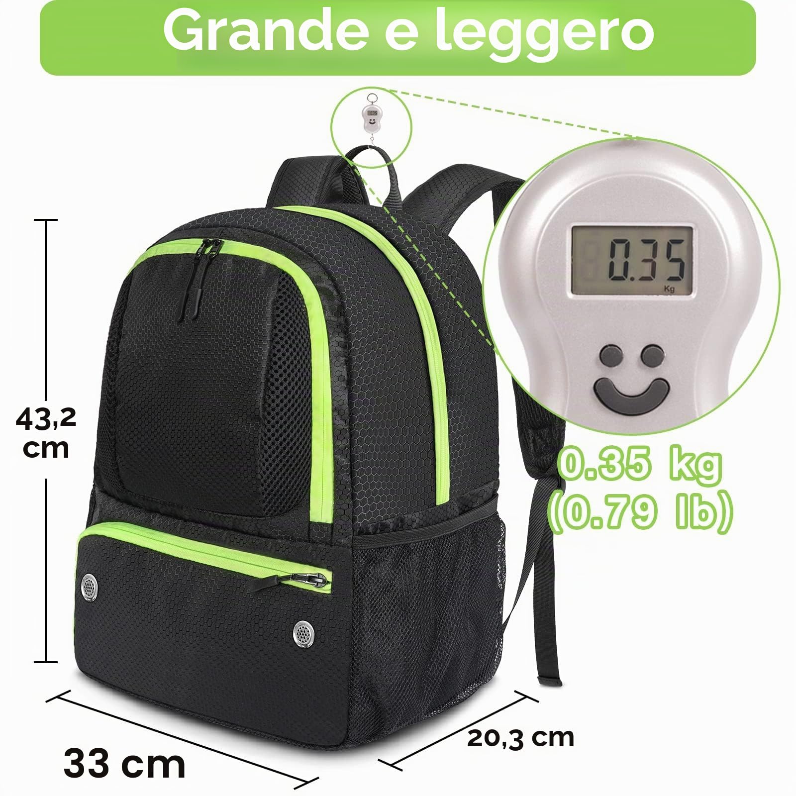 YOREPEK Sacca Zaino Calcio, Zaino Sportivo Uomo Donna con Portascarpe, Resistente all'acqua Leggero Borsa Calcio Sport Borse per Attrezzature Sportive per Accessori da Basket Pallavolo Tennis