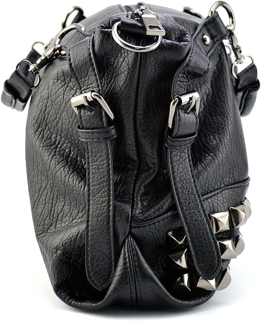 Mn&Sue Rivet Studded Crossbody Bags Pu Leather Large Shoulder Tote Purse Nightclub Hobo Handbag for Lady | Modern Punk Satchel