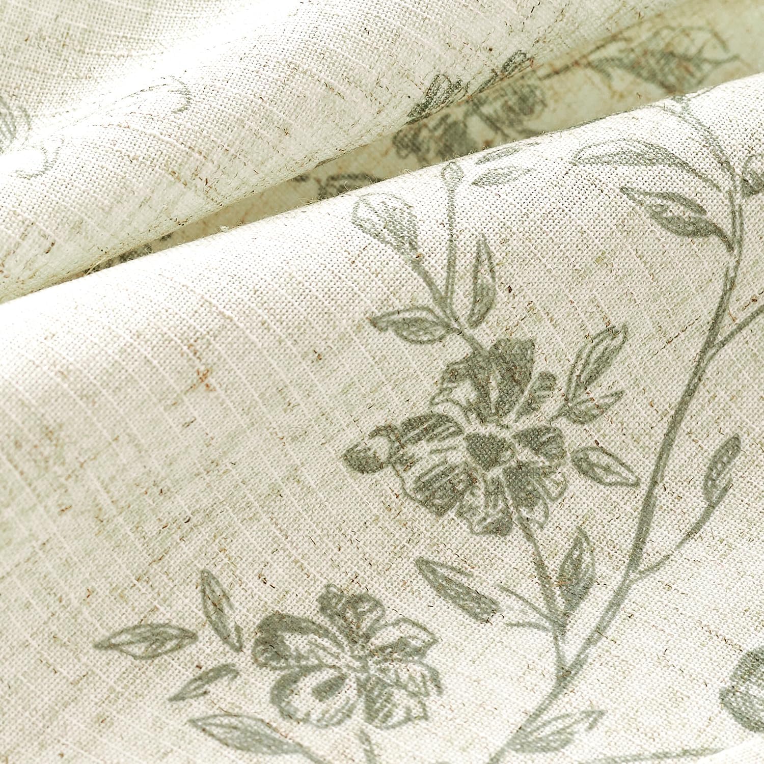 jinchan Ruffled Floral Valance Curtain Shabbychic Linen Window Valance 18 Inch Farmhouse Rustic Window Treatment for Kitchen Bedroom Living Room Rod Pocket 1 Panel Green on Linen