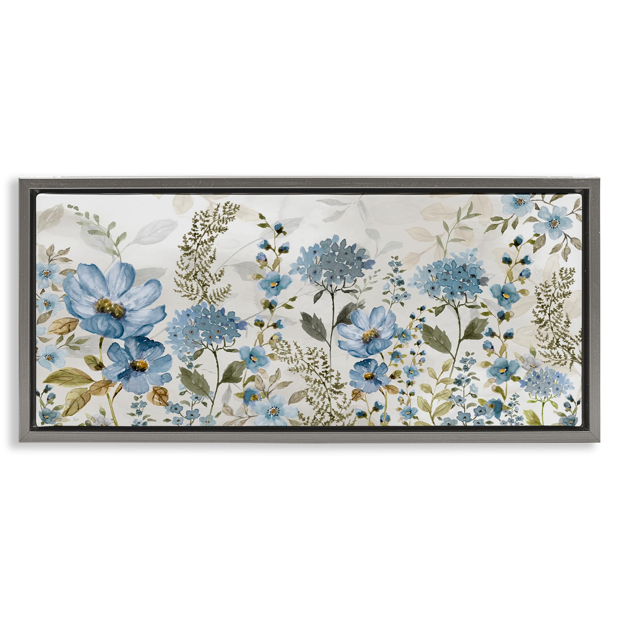 Stupell Industries Luster Gray (Matte) 'Subdued Meadow Foliage'| Floating Frame Canvas Art