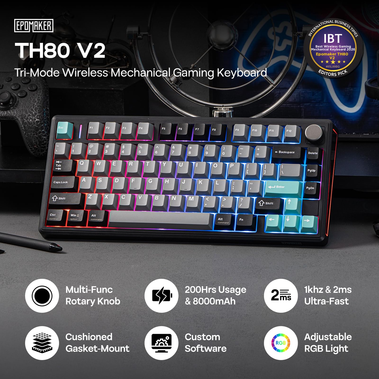 Amazon | EPOMAKER TH80 V2 75% ワイヤレスメカニカルゲーミング