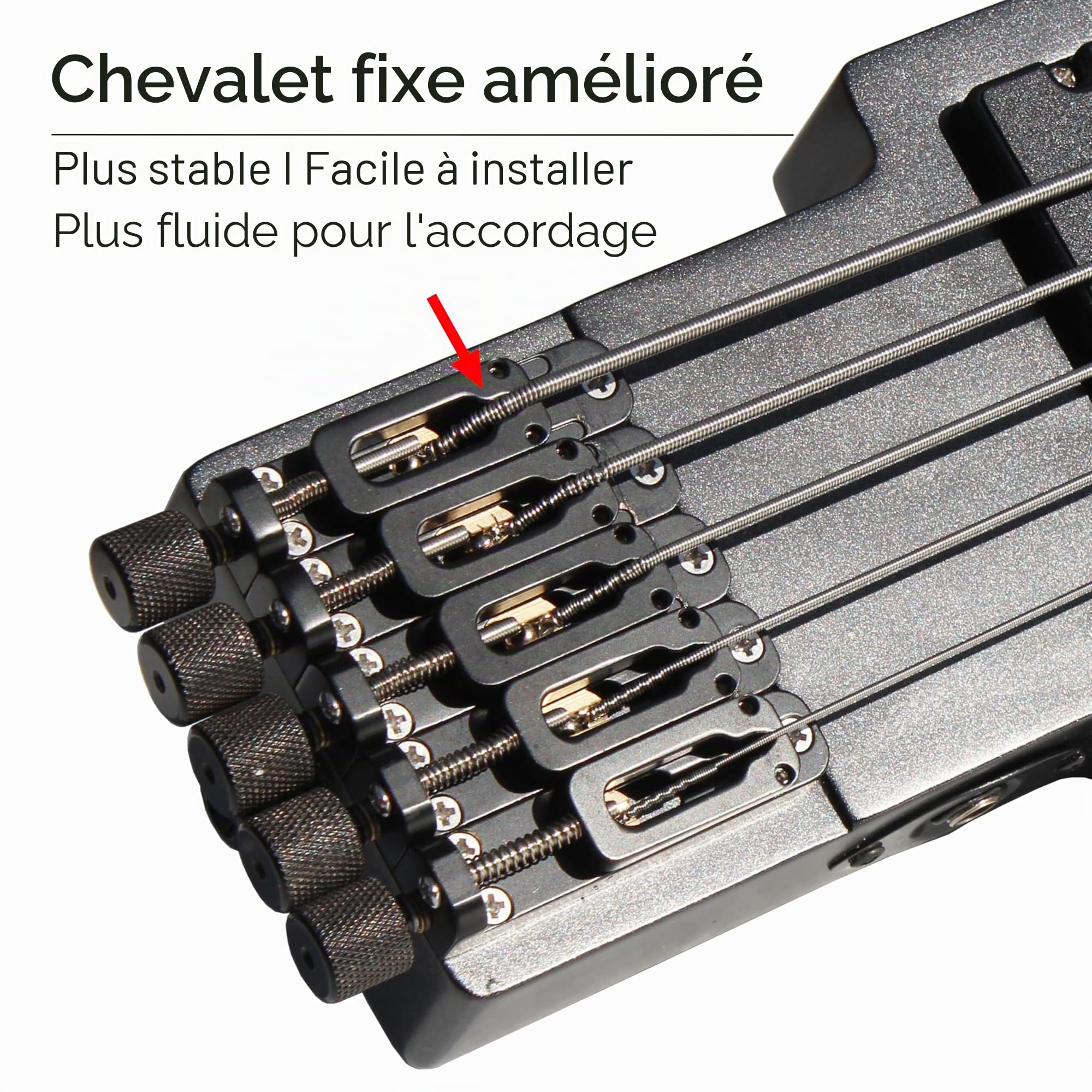 Batking Basse de voyage basse électrique sans tête, 5 cordes basse électrique avec sac de transport, Truss Road et fil