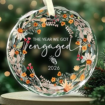 Engagement Gifts for Couples 2026, Glass Engagement Ornament 2026 - The Year We Got Engaged Ornament for Daughter, Newly Engaged Gifts for Couple Friend, for Fiance, Bride to Be