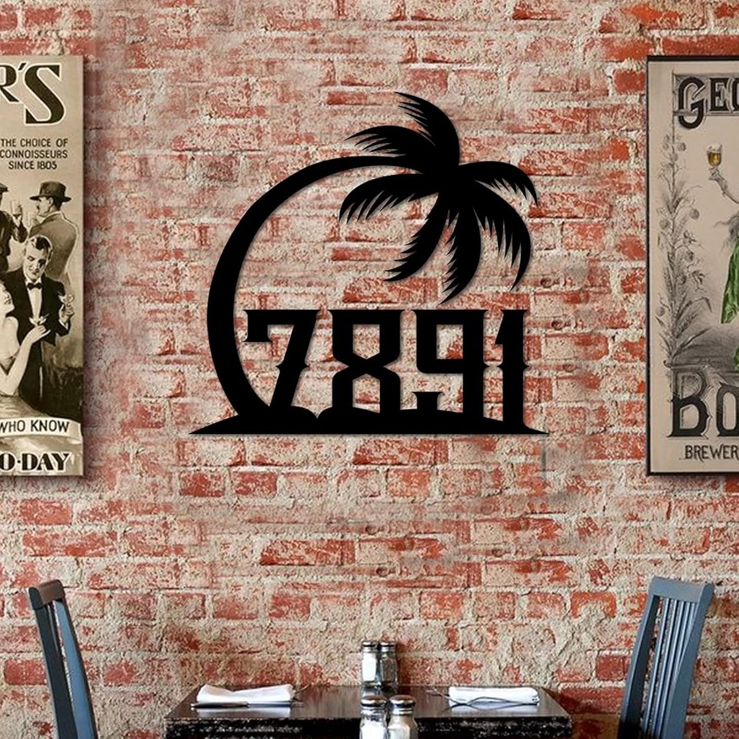 Metal Sign Personalized Palm Tree House Number Address Metal Sign Custom Metal Name Sign Home Gallery Wall Decorations Outdoor Address Plaque Beach Decor Tropical Decor Metal Art Gift for Dad 24in