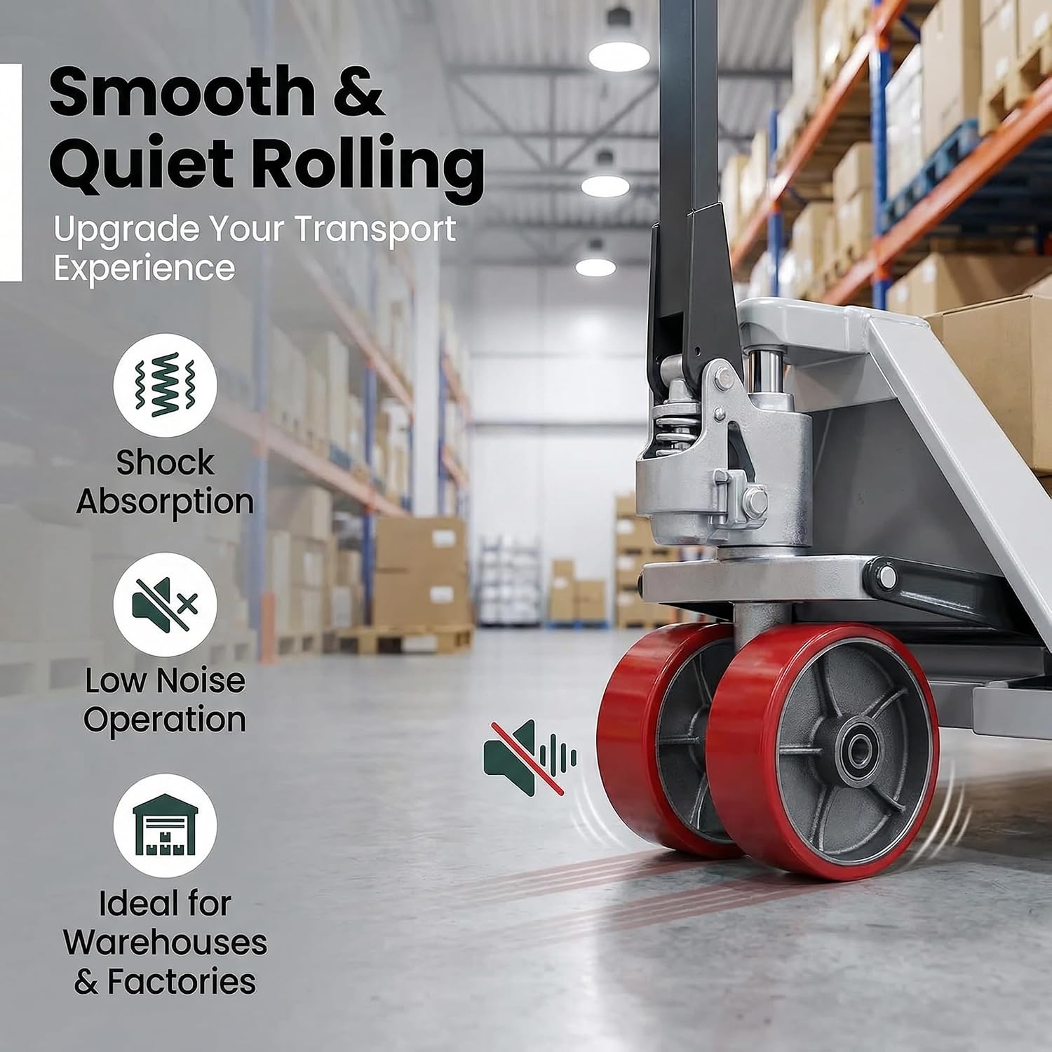 Pallet Jack Wheels Replacement Kit - Complete Set with 7" x 2" Steer & 3" x 3.75" Load Rollers - Heavy Duty Polyurethane Non-Marring Tires with Bearings & Axles for Standard Hand Trucks