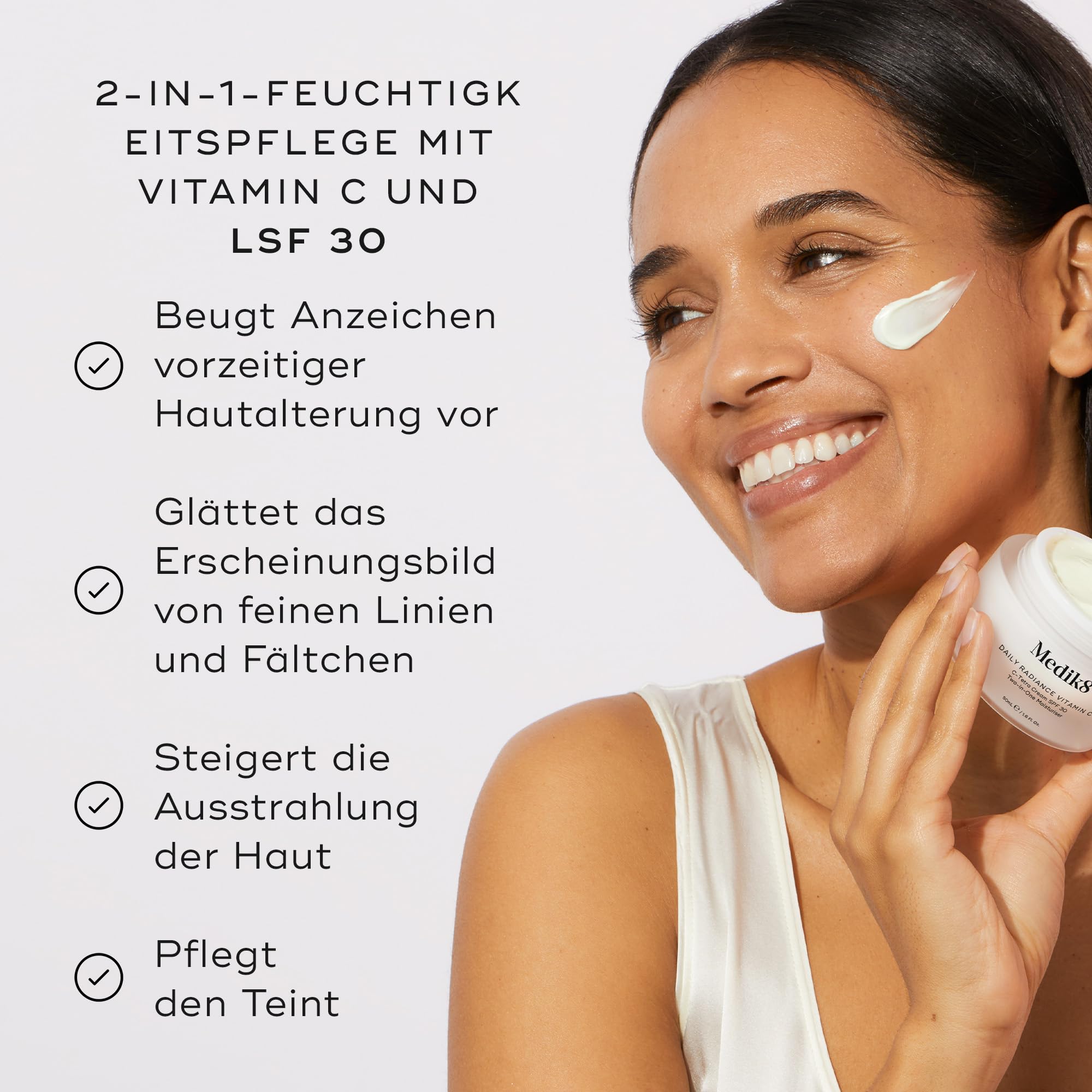 Medik8 Daily Radiance Vitamin C, 2-in-1 LSF & Feuchtigkeitscreme - 50 ml | C-Tetra 7% Vitamin-C-Creme mit LSF 30; 2-in-1-Feuchtigkeitspflege für mehr Schutz; belebt und schützt jeden Morgen