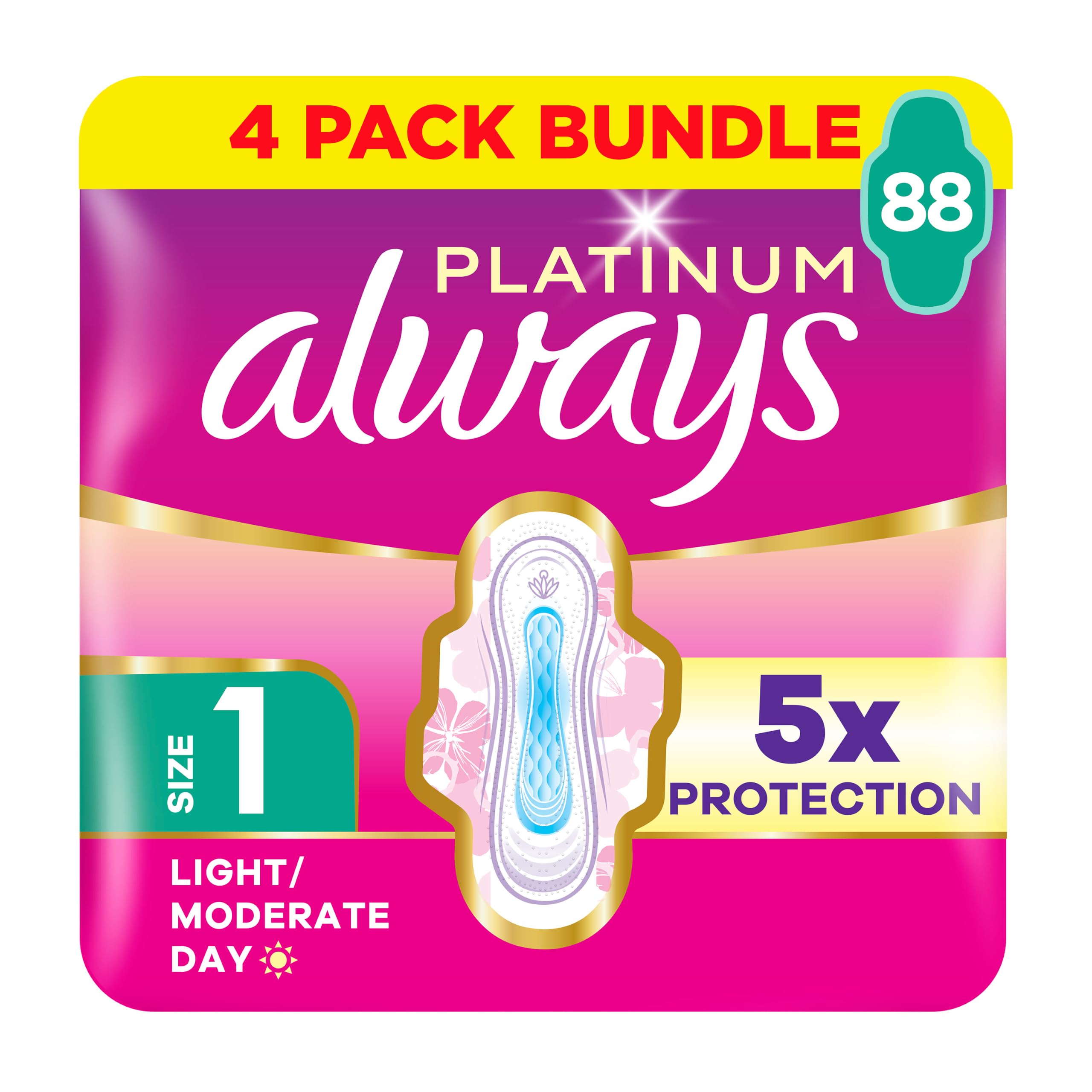 Always Platinum Normal (Size1) Wings 22 Pads x 4
