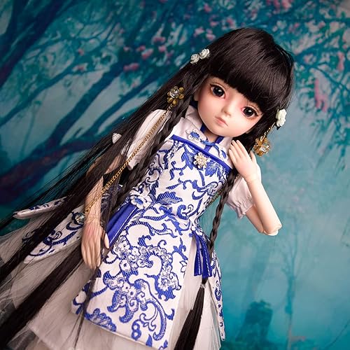 Miniatura 7 de Proudoll Muñeca BJD de 1/4 de 18 pulgadas con articulación de bola, 23 articulaciones de movimiento, figuras de acción, vestido, peluca, horquilla +