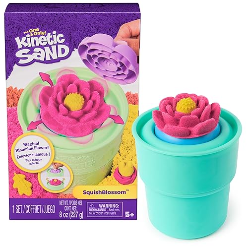 Kinetic Sand, SquishBlossom Blooming Flower with 8oz Neon Yellow &