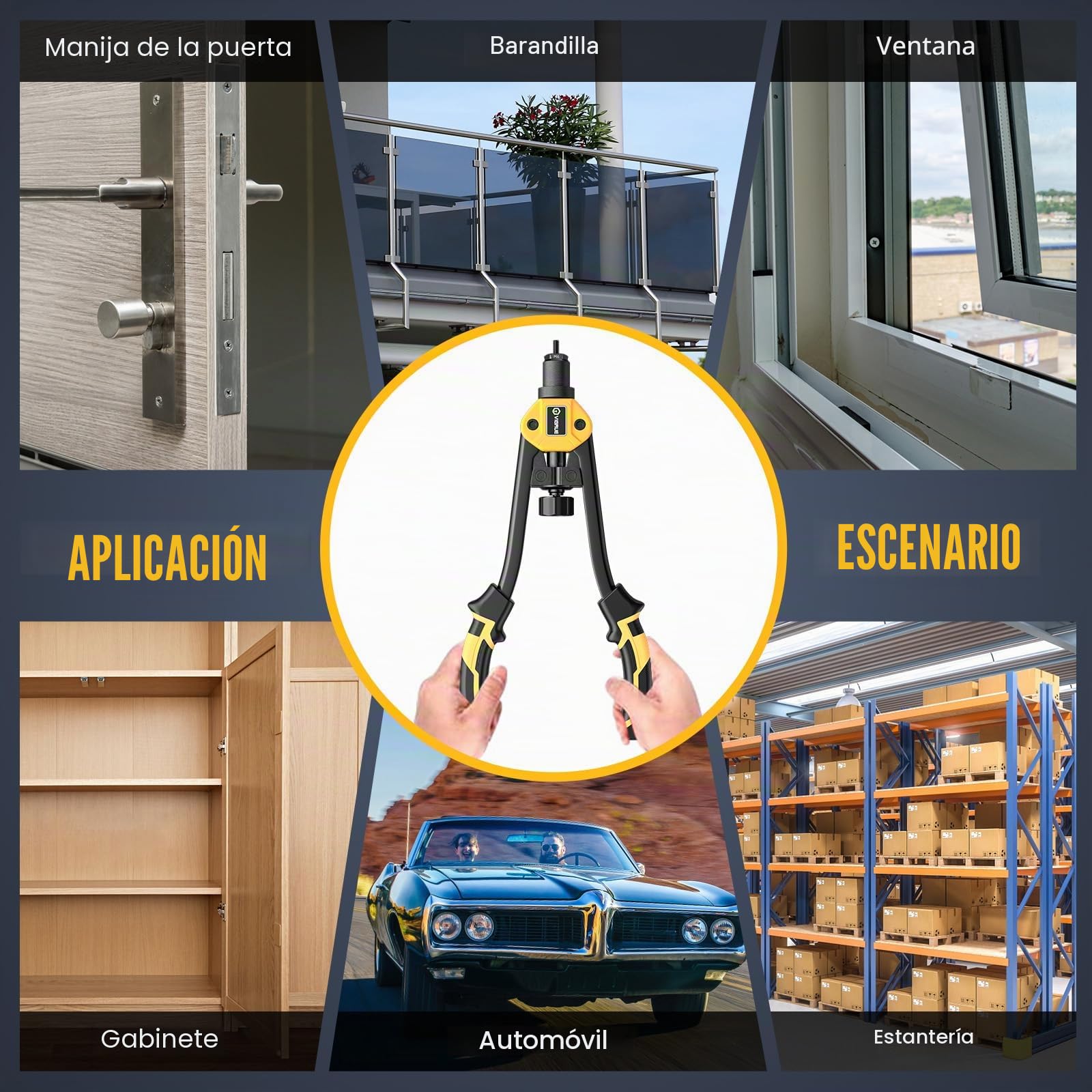 VIGRUE Juego de 200 piezas de casquillos roscados, universal, apto para remachadoras, 7 mandriles intercambiables y bolsa de transporte en M3, M4, M5, M6, M8, M10 y M12