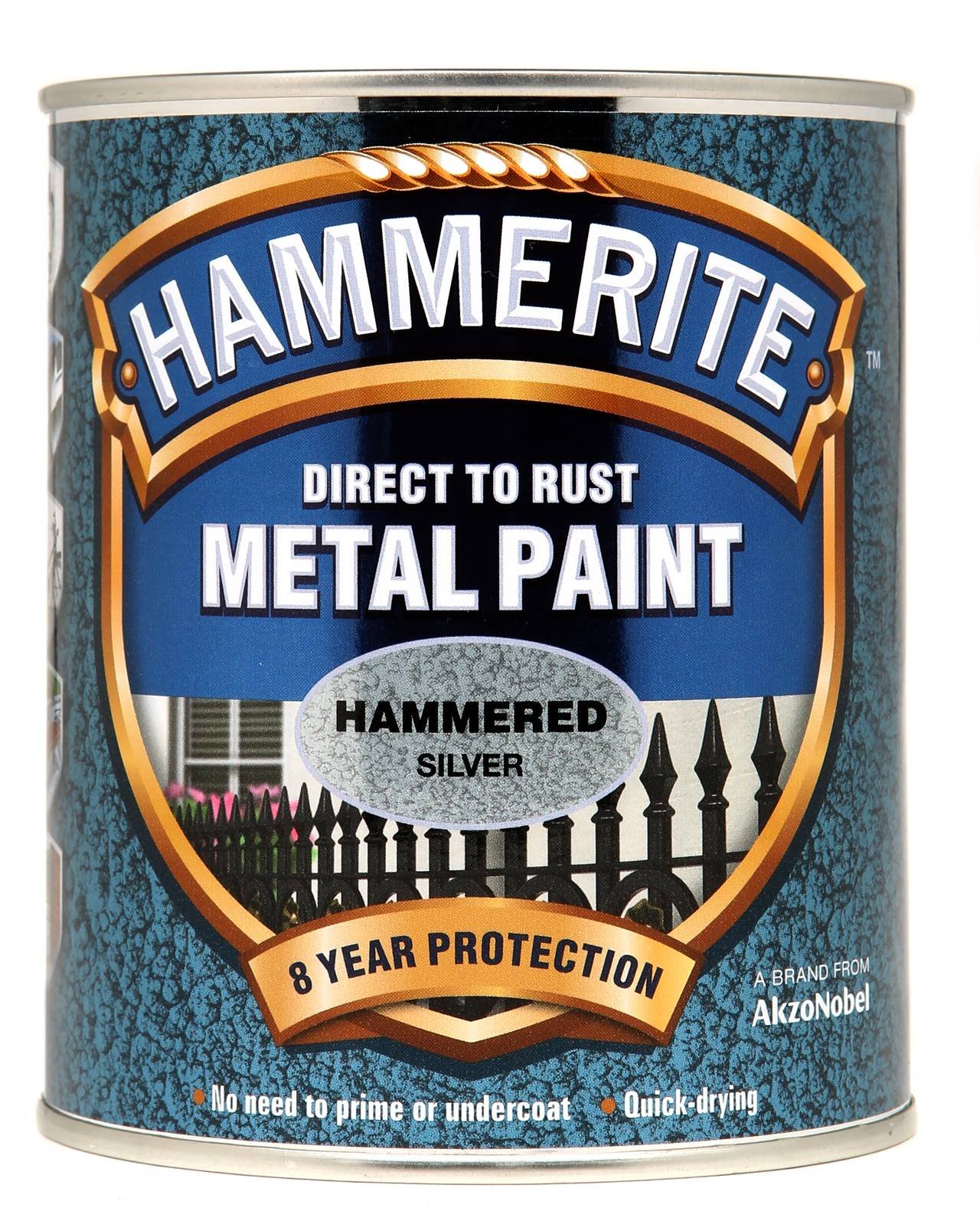 New 2015 Hammerite Hammered Direct to Rust Metal Paint Silver 750Ml