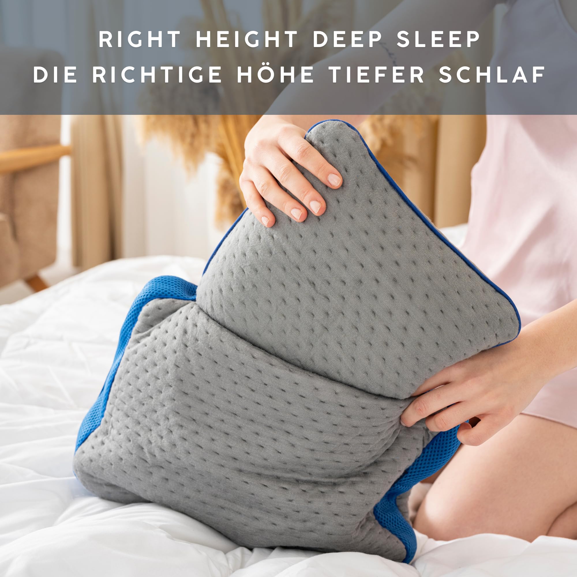 alkamto Coussin de Voyage + Coussin de Nuque de Voyage supplémentaire - Coussin de Camping - Oreiller Ergonomique en Mousse à mémoire de Forme avec Housse thermorégulatrice - Sac de Voyage Inclus