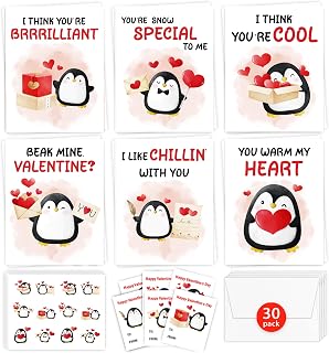 HIDEGRASS Penguin Valentines Day Cards