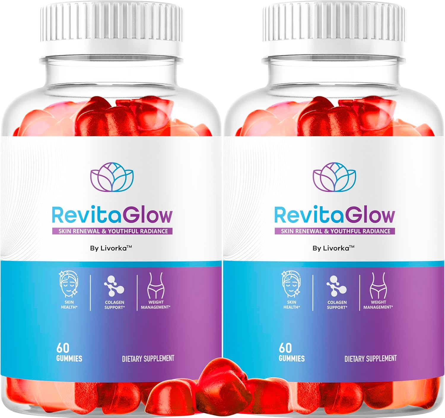 (2 Pack) RevitaGlow Gummies – Official Revita Glow Gummy Premium Natural Skin Health Support, RevitaGlowGummies for Gut and Skin Healthy Advanced Renewal Formula Gummys, 120 Gummies for 2 Months