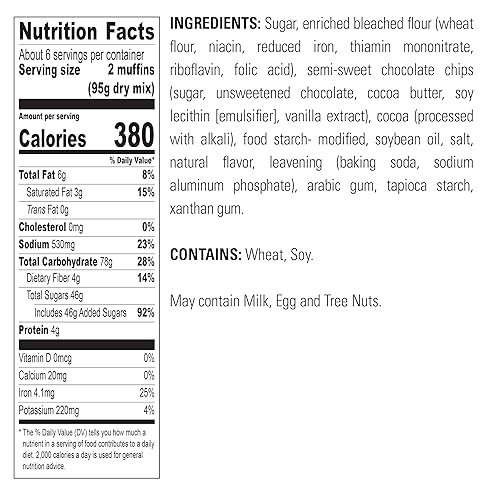 Miniatura 8 de Krusteaz Mezcla de muffins, mezcla de muffins de chocolate doble, hecha con chispas de chocolate reales y sin sabores, colores o conservantes