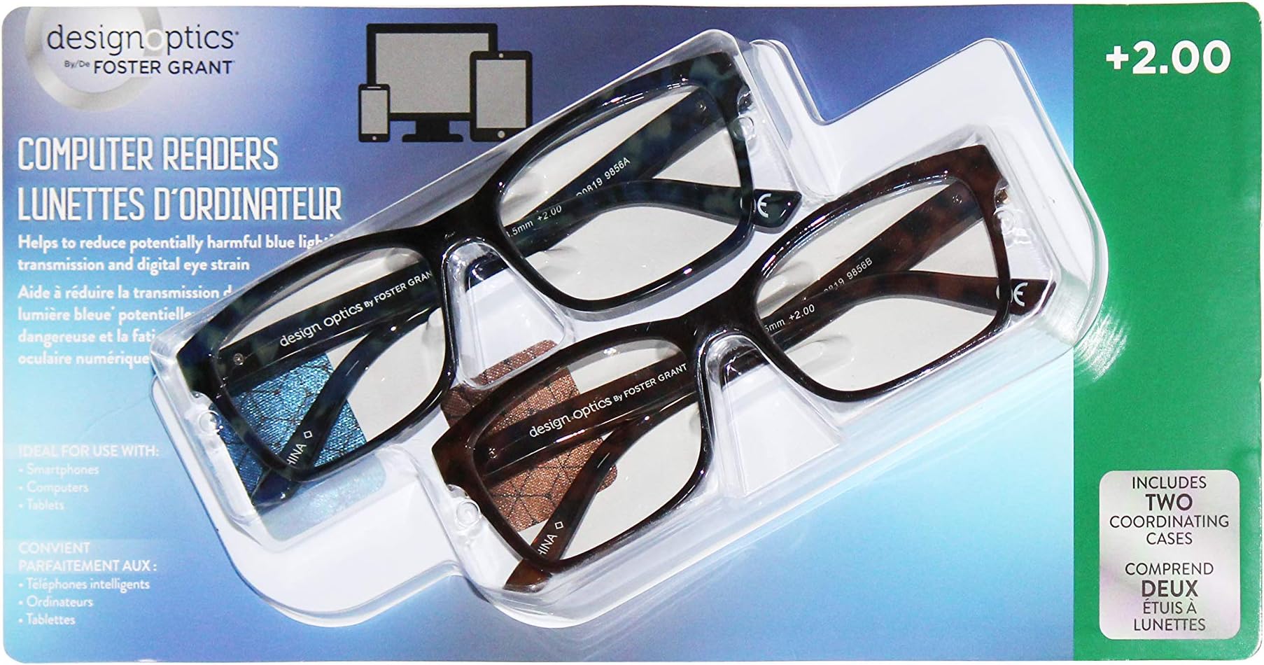 Design optics computer readers, pack of 2 (+2.00)