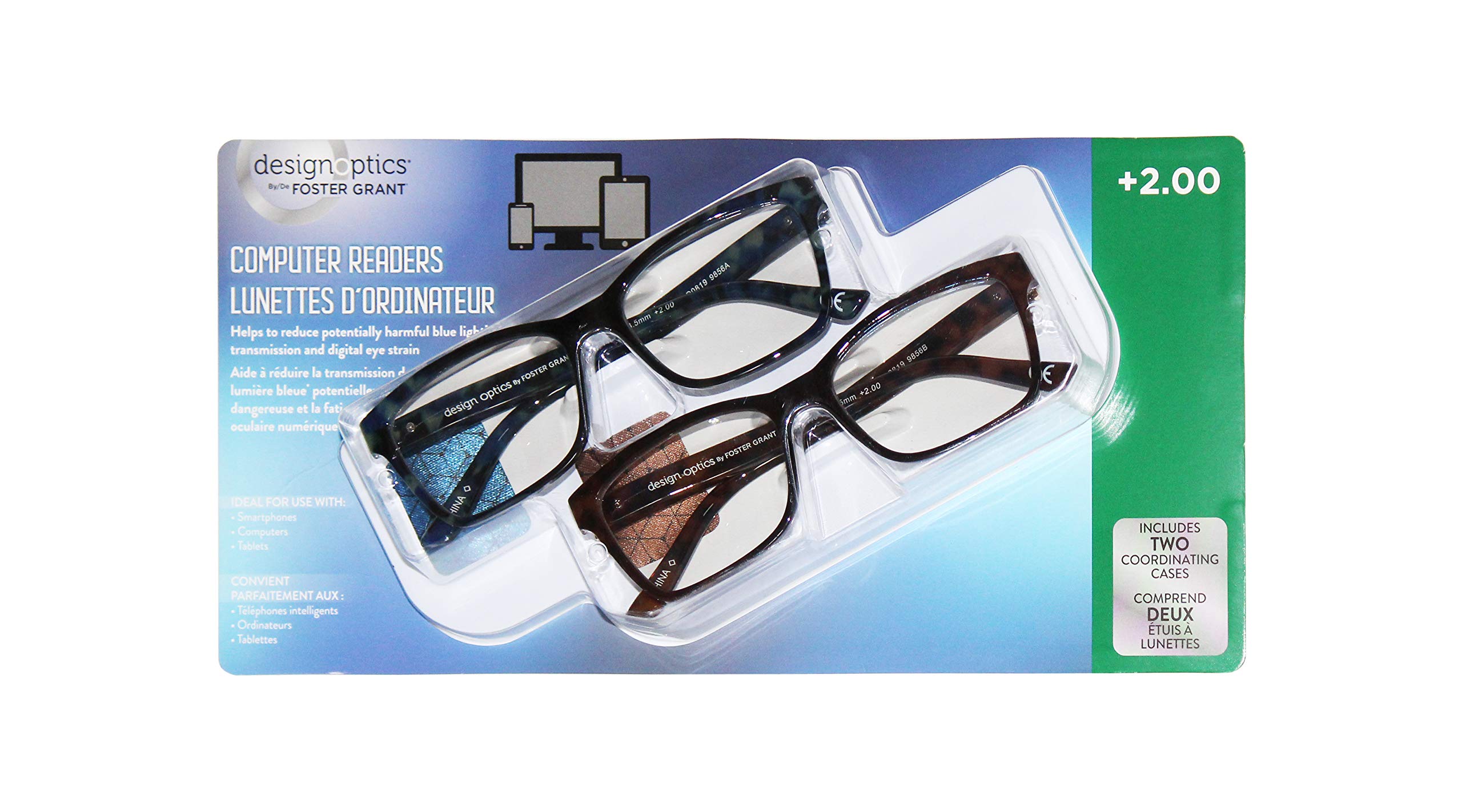 Design optics computer readers, pack of 2 (+2.00)