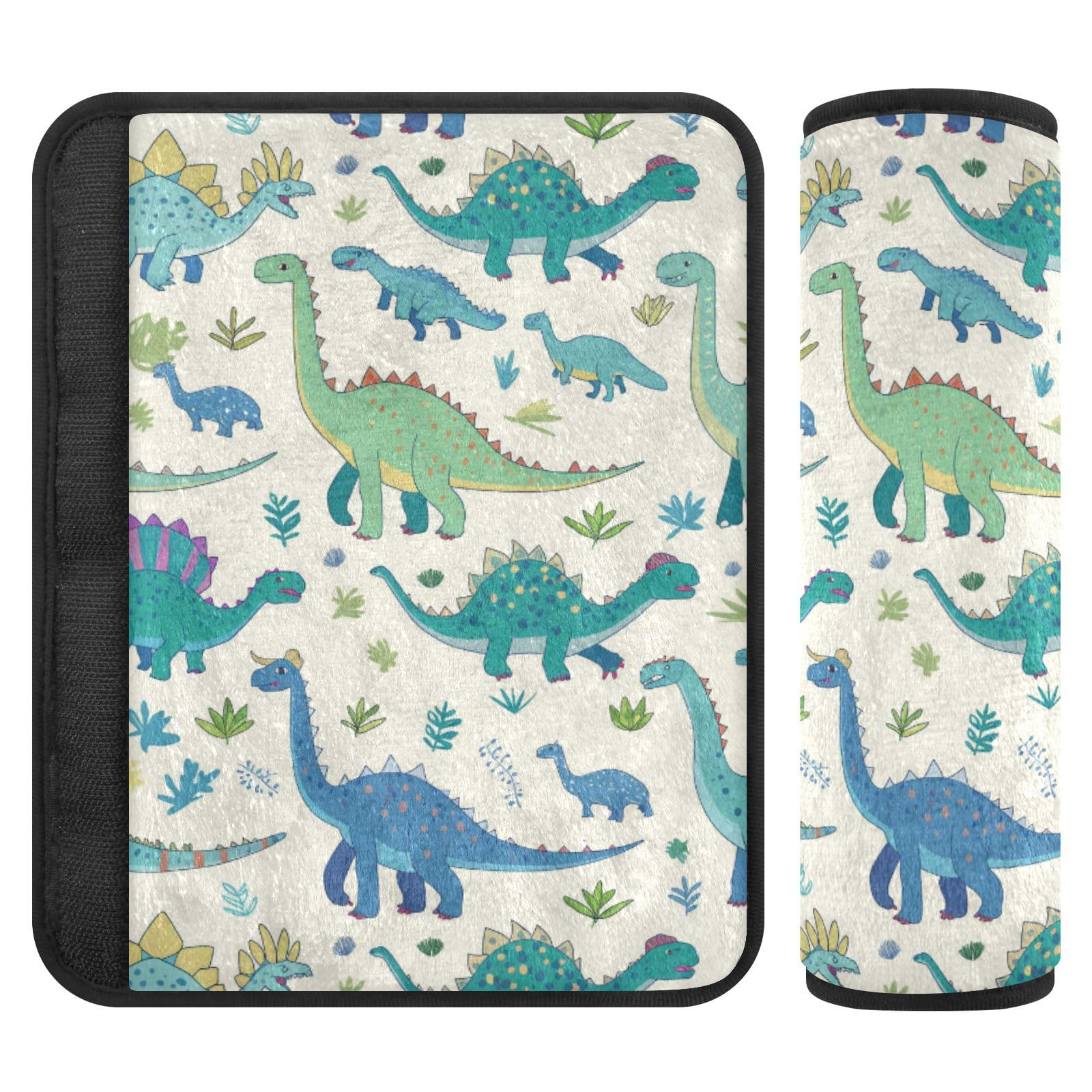Seat Belt Covers 2 Pack Dinosaurs Car Seat Strap Covers Super Soft Turquoise Car Seat Neck Cover for Boys Girls Adults Babies M