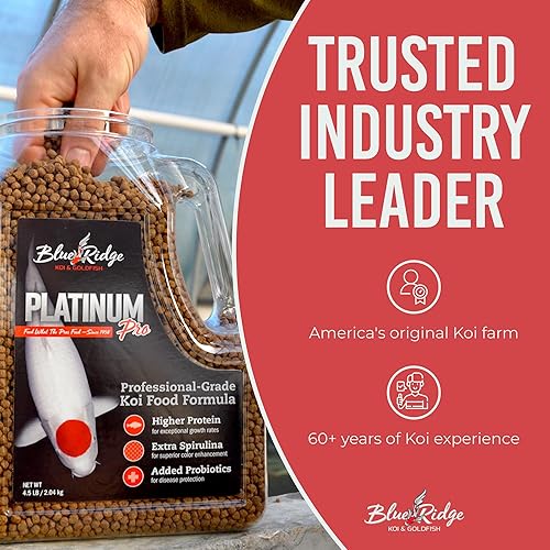 Vista 7 de Blue Ridge Koi Fish Food 4.5lb - Koi Food 3/16 pulgadas Platinum Pro Formula Goldfish Food, alimento de pescado premium para estanques, estanques