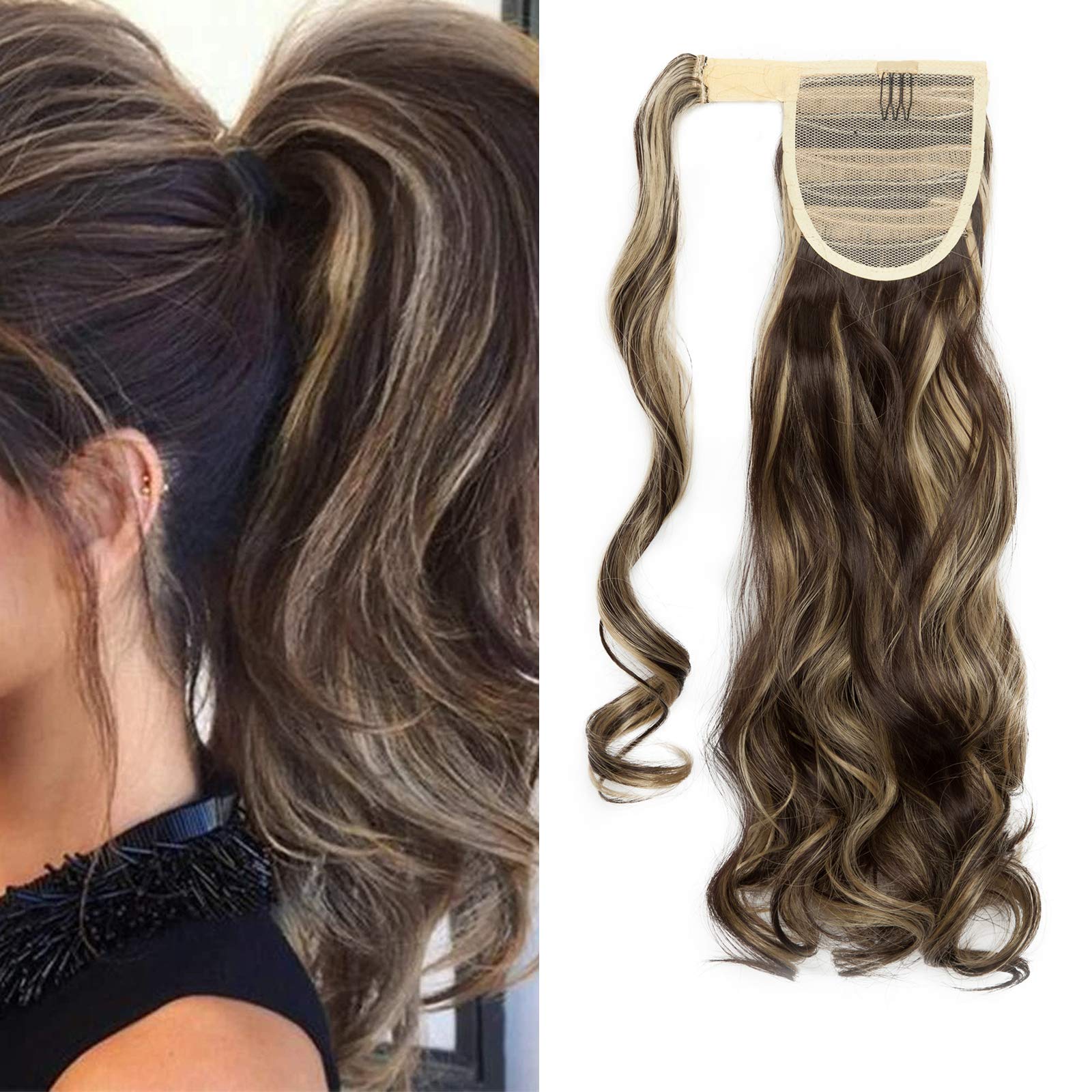 32"(81cm) SEGO Coleta Postiza Larga Pelo Sintético Se Ve Natural [Castaño Oscuro] Extensiones de Cabello Clip Cola Lisa Ponytail Extension (140g) — view 34