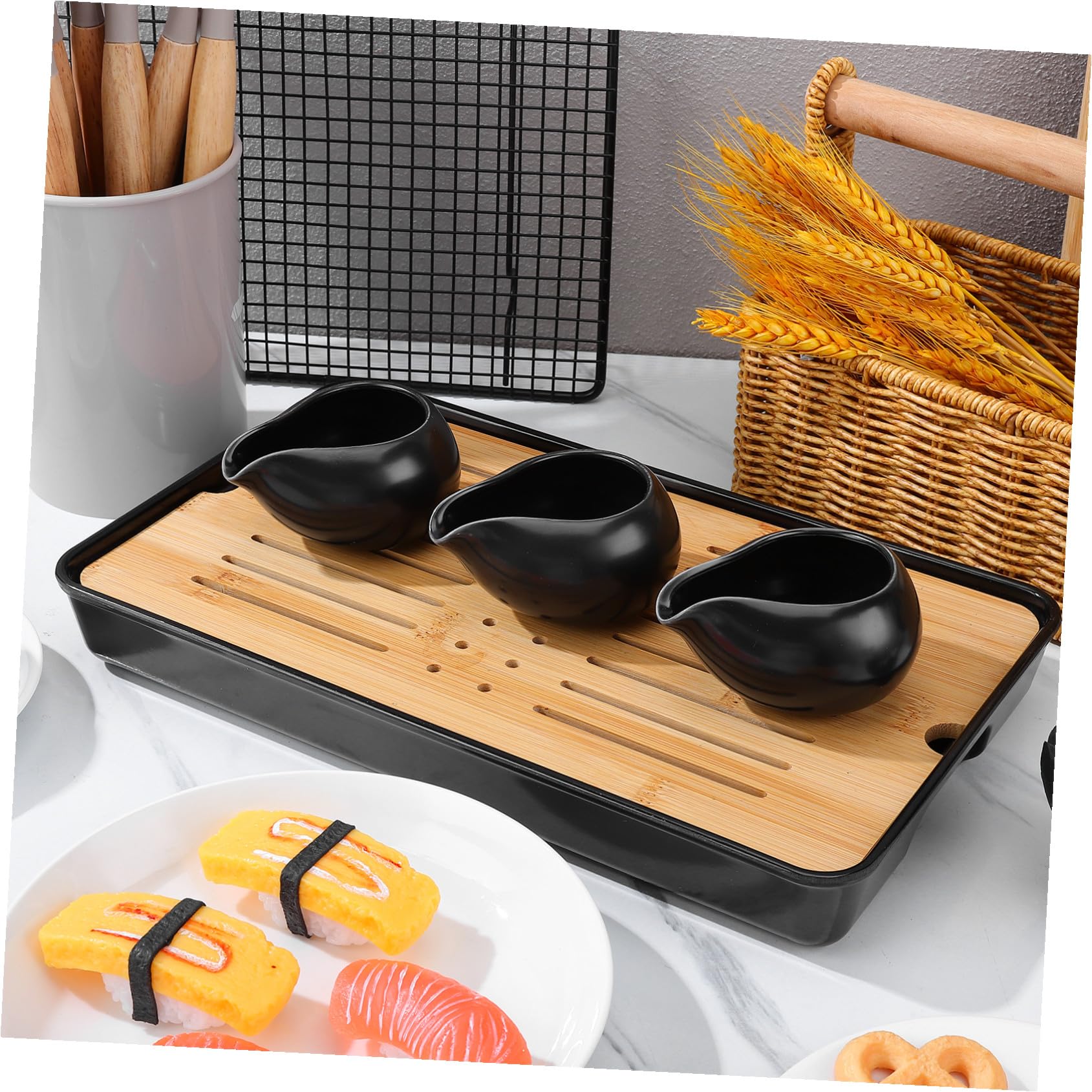 Dispensador de Salsa y Jarra de Leche de Cerámica 3 Unidades Diseño Artesanal para Uso en Cocina y Mesa