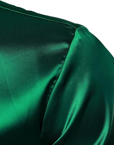 Vista 5 de ZEROYAA Men's Luxury Shiny Silk Like Satin Button Up Dress Shirts