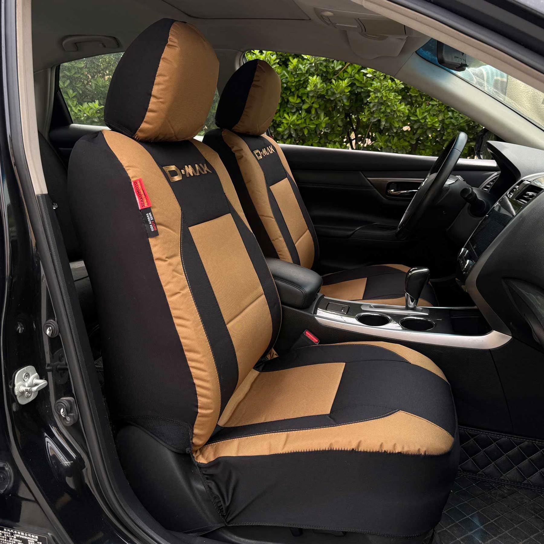 Housses de siège avant de voiture imperméables en toile noire et marron coyote pour Isuzu D Max D-Max