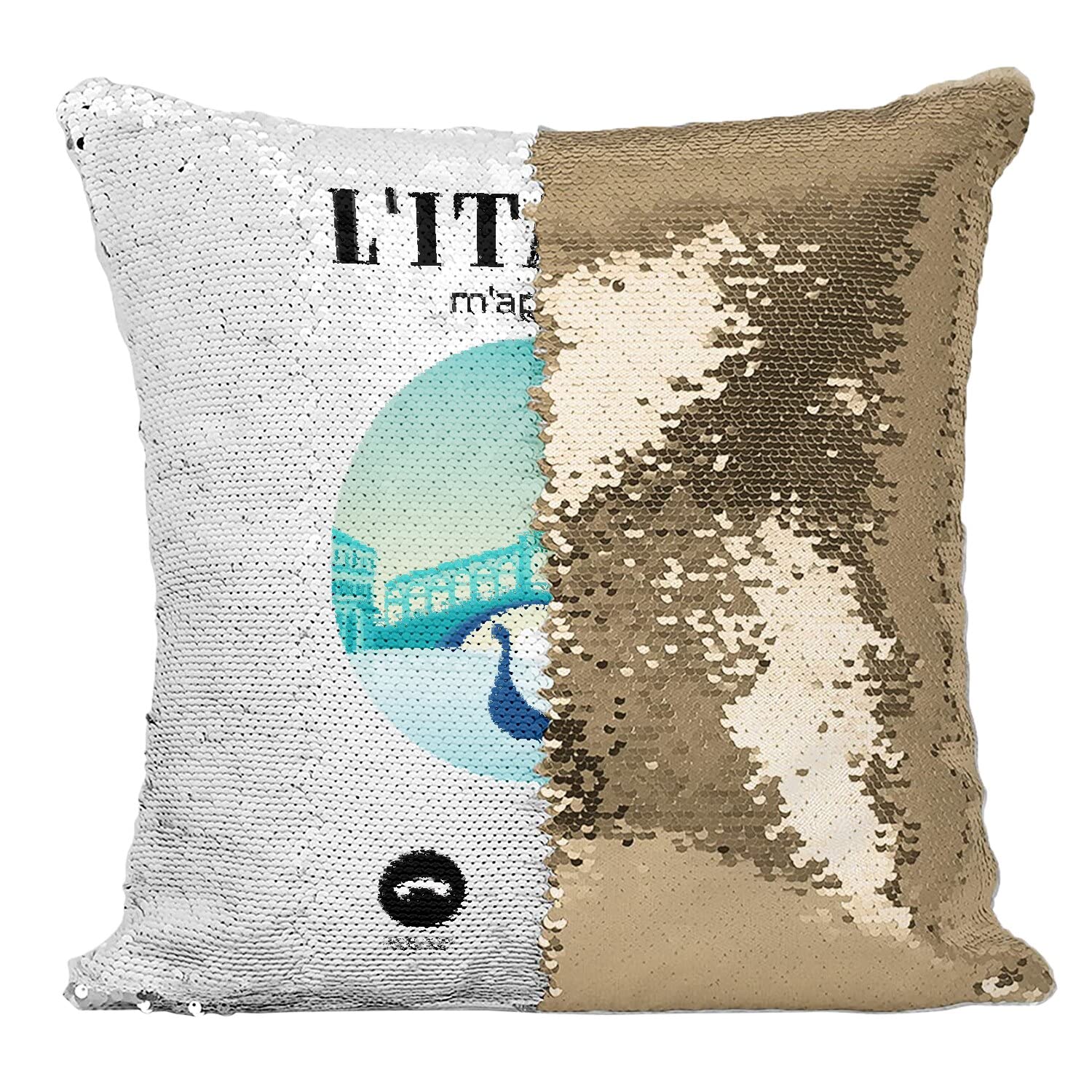 Coussin Sequin Paillettes Doré Venise idée cadeau idéal voyageur