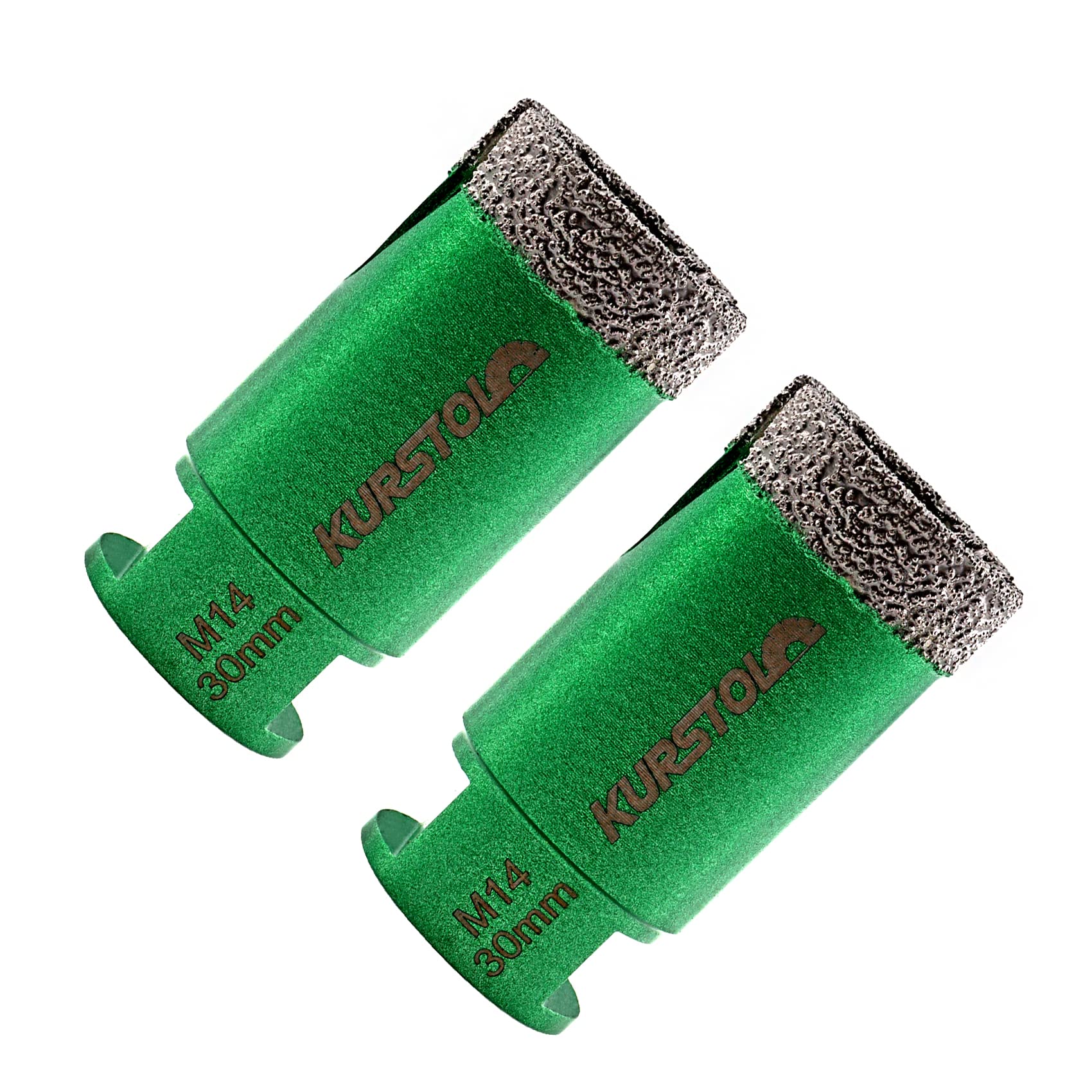 KURSTOL Diamond Core Drill Bits - 2pcs 30mm with M14 thread Tile Hole Saws for Dry Drilling Porcelain Ceramic Tile Granite Marble Stone Vacuum Brazed Diamond Drill Bit