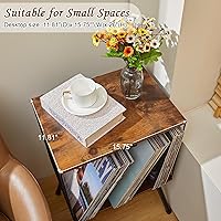 Vista 5 de X-cosrack - Soporte para tocadiscos con almacenamiento hasta 100 álbumes, soporte pequeño retro para discos de vinilo - Divisor ajustable, Marrón