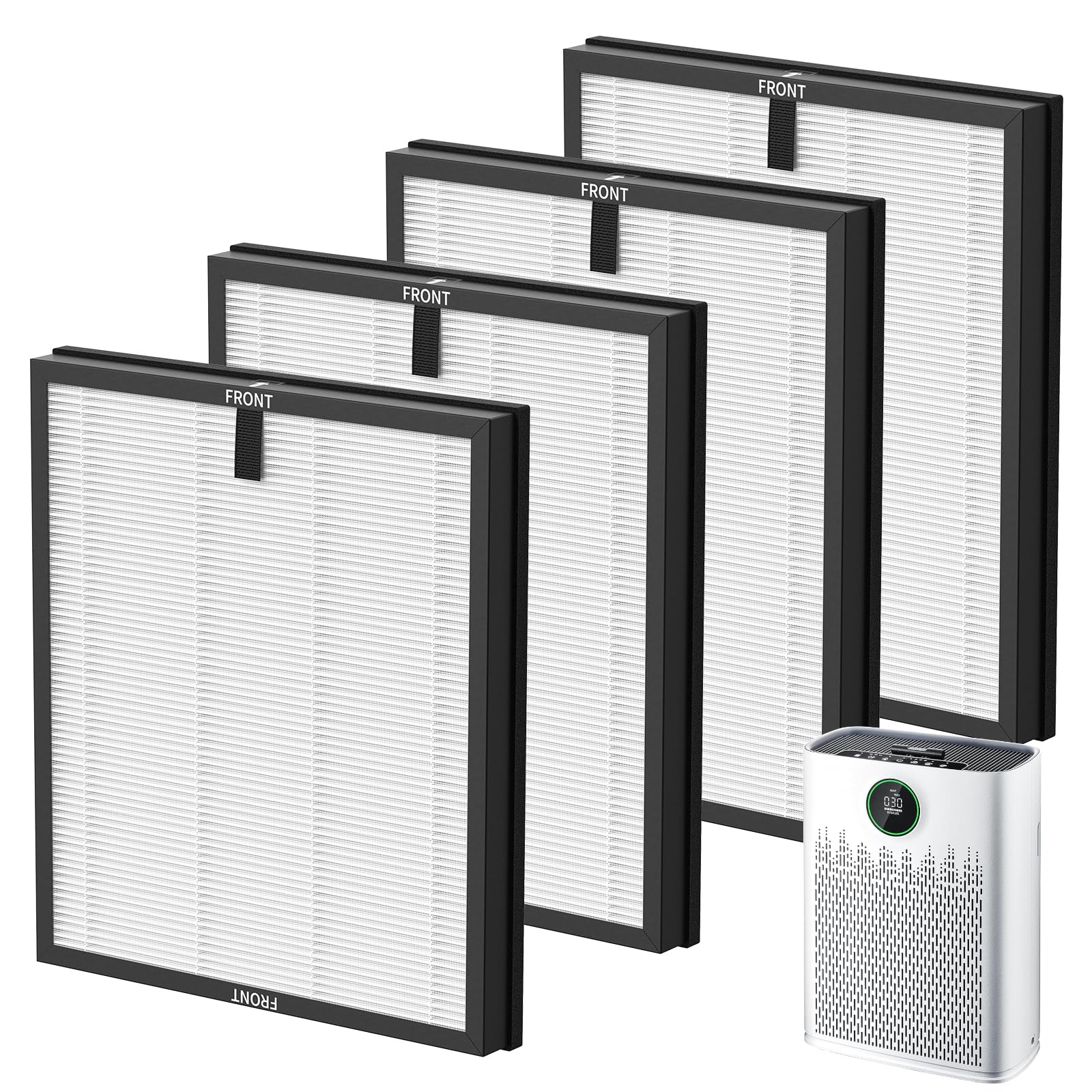 4 Pack HAP603 Replacement Filter Compatible with ECOSELF HAP603 / HAP603WF Air Purifier, Air Purifiers Replacement Filter for Home Large Room, # RFHAP603, White